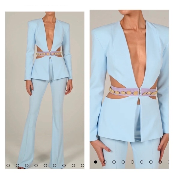 THE DOLLS HOUSE Light Blue Gigi Cutout Blazer Jacket XS NWT - Picture 1 of 11